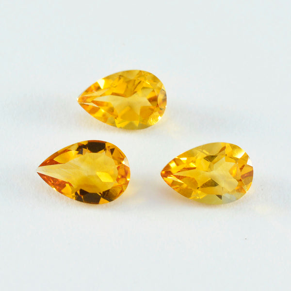 Citrine 1PC Large 8x12 MM Pear Faceted Yellow Fiery Semi Precious Loose Gemstone
