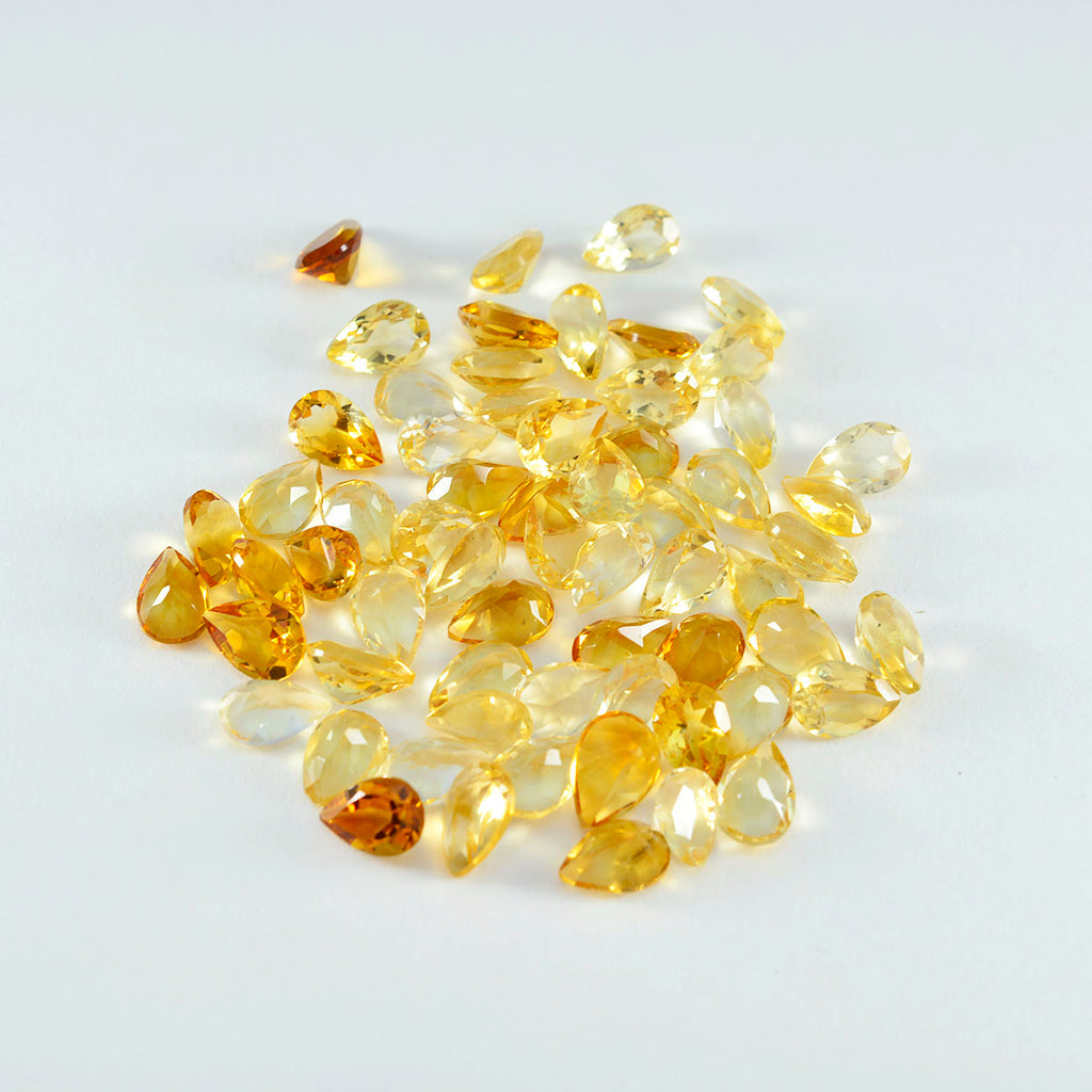 Citrine 1PC Large 9x11 MM Pear Faceted Yellow Pure Semi Precious Loose Gems