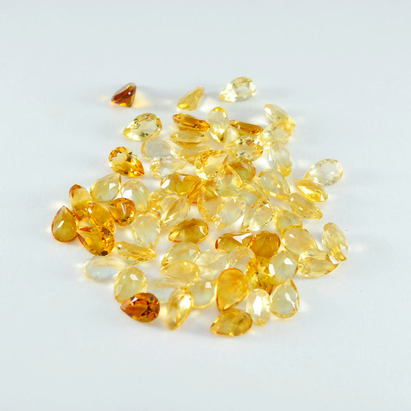 Citrine 1PC Large 9x11 MM Pear Faceted Yellow Pure Semi Precious Loose Gems