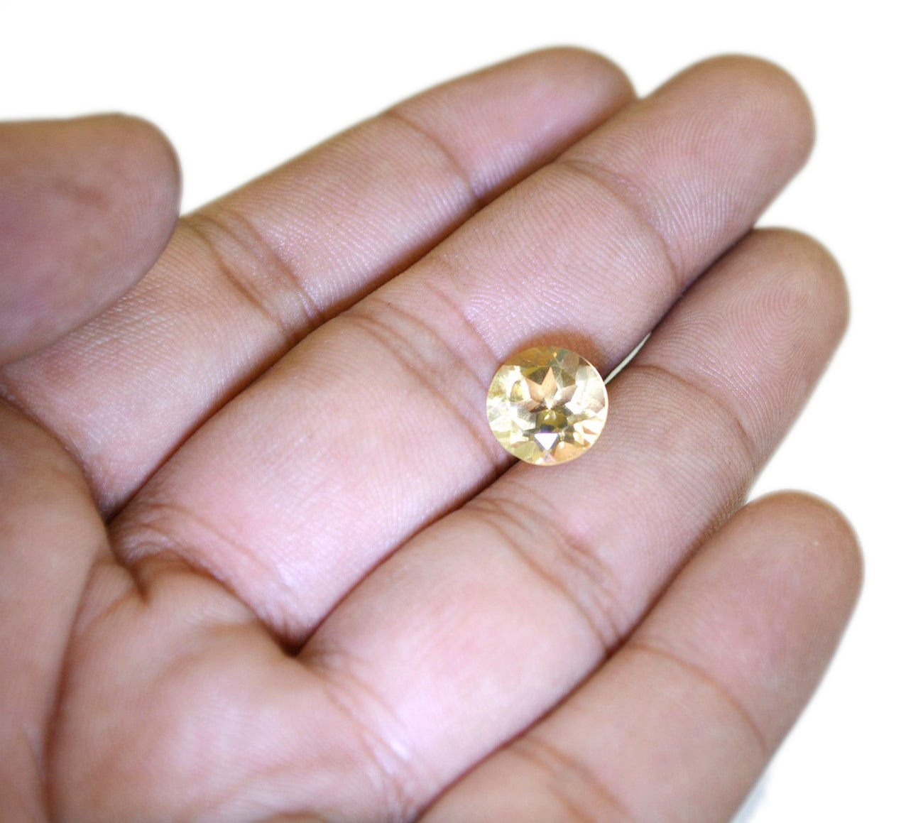 Citrine 1PC Chunky 13x13 MM Round Faceted Yellow Natural Semi Precious Gems