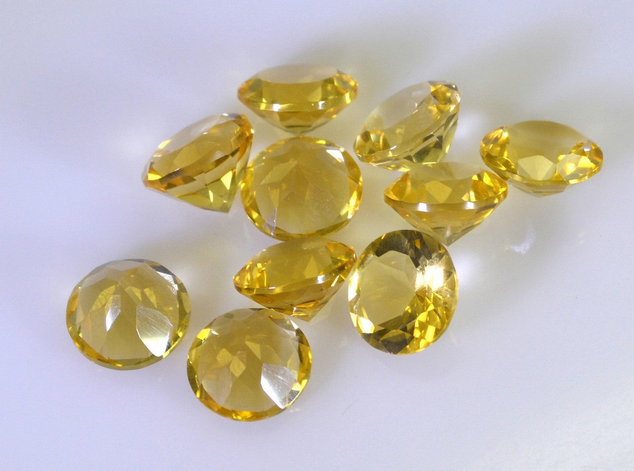 Citrine 10PC Tiny 4x4 MM Round Faceted Yellow Brilliant Semi Precious Loose Gemstones
