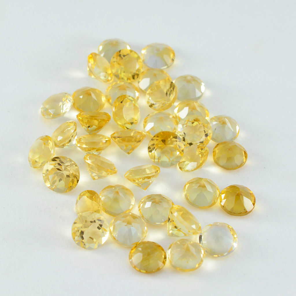 Citrine 1PC Tiny 6x6 MM Round Faceted Yellow Polished Semi Precious Loose Gems