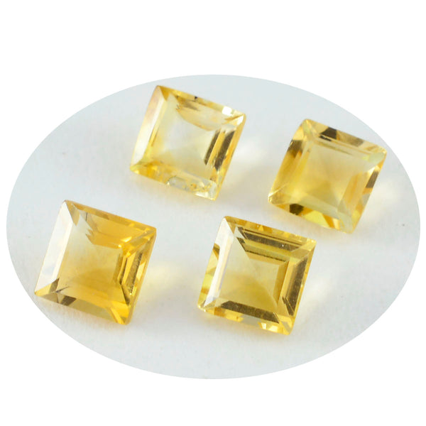 Citrine 1PC Chunky 14x14 MM Square Faceted Yellow Genuine Semi Precious Loose Gems