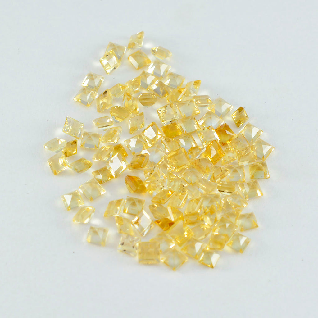 Citrine 1PC Medium 9x9 MM Square Faceted Yellow Lustrous Semi Precious Gems