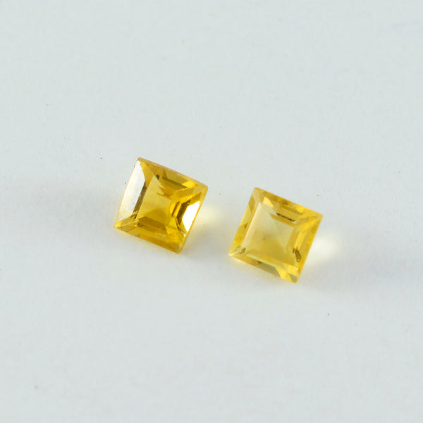 Citrine 1PC Tiny 5x5 MM Square Faceted Yellow Sparkling Semi Precious Gems