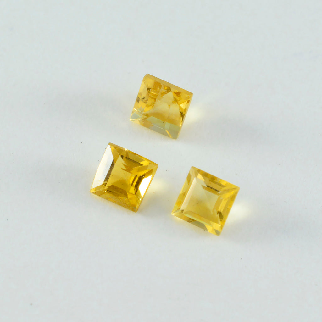 Citrine 1PC Tiny 6x6 MM Square Faceted Yellow Polished Semi Precious Loose Gems