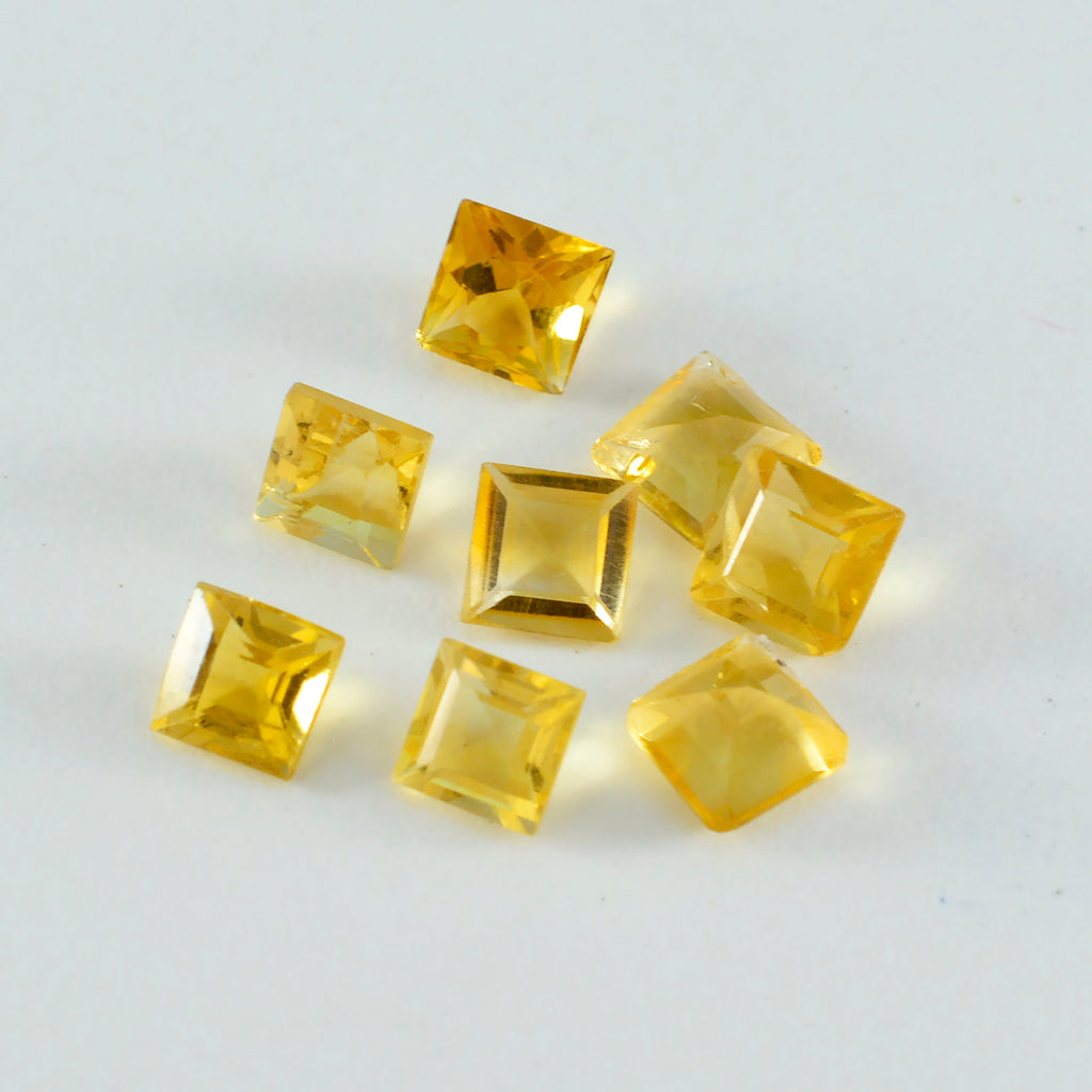 Citrine 1PC Medium 9x9 MM Square Faceted Yellow Lustrous Semi Precious Gems