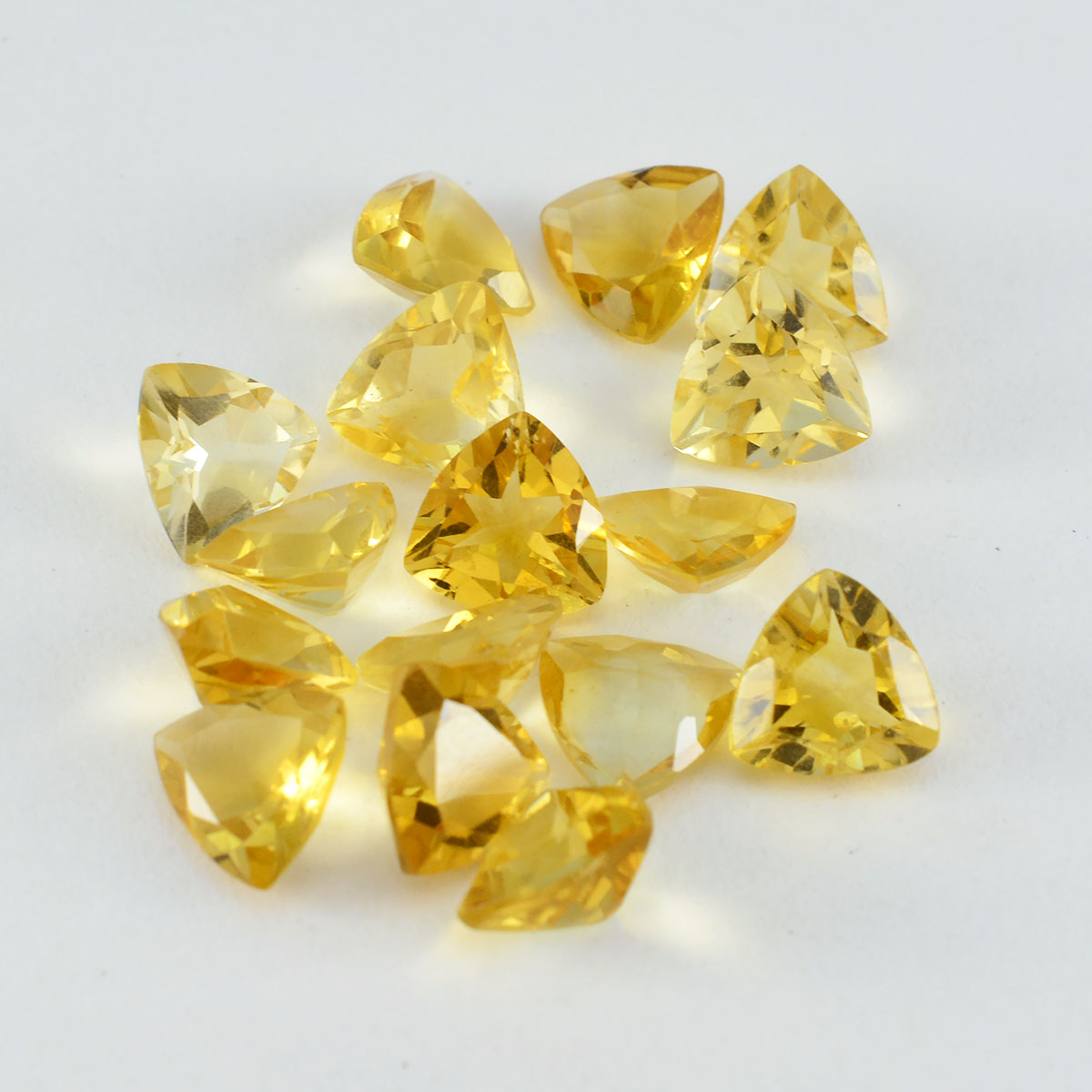 Citrine 1PC Medium 9x9 MM Triangle Faceted Yellow Lustrous Semi Precious Gems Hoofdafbeelding