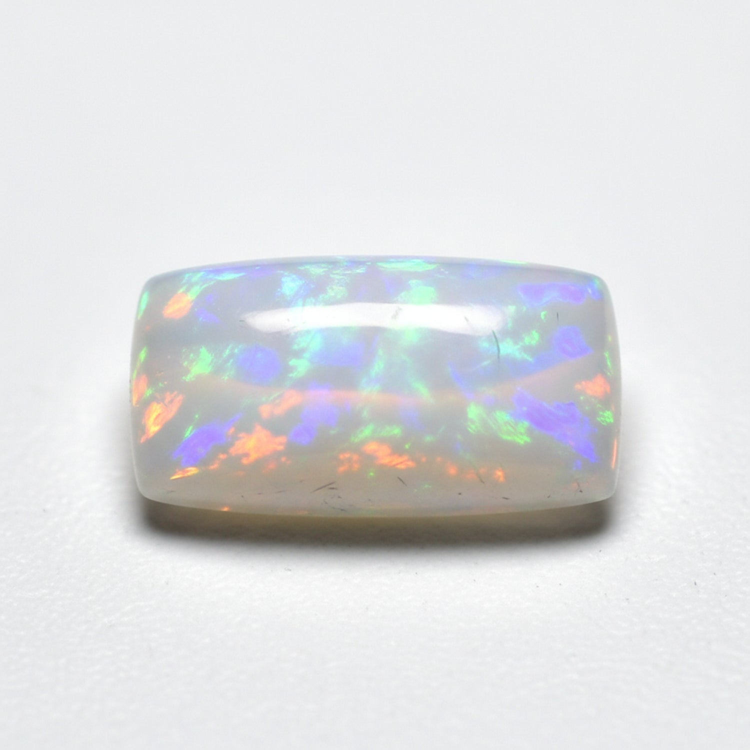 Created Opal 1PC Small 6x12 MM Baguette Cabochon White Fiery semi Precious Semi Precious Gemstone