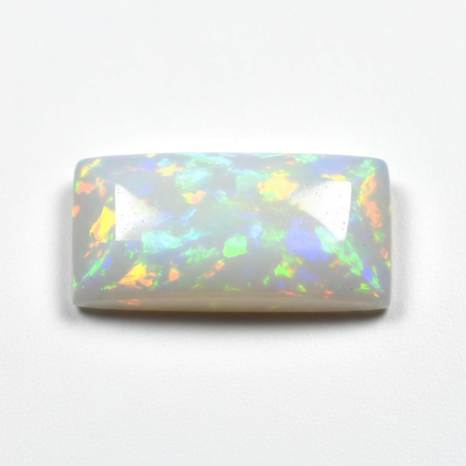 Created Opal 1PC Medium 7x14 MM Baguette Cabochon White Brilliant semi Precious Precious Gemstone