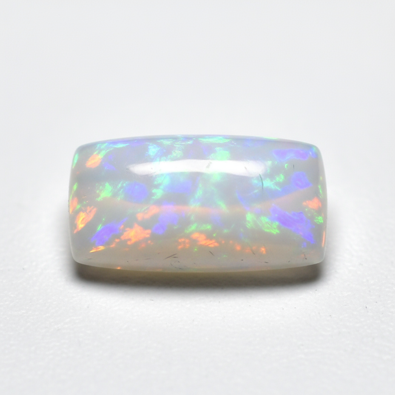 Created Opal 1PC Large 8x16 MM Baguette Cabochon White Sparkling semi Precious Gems Immagine secondaria del prodotto