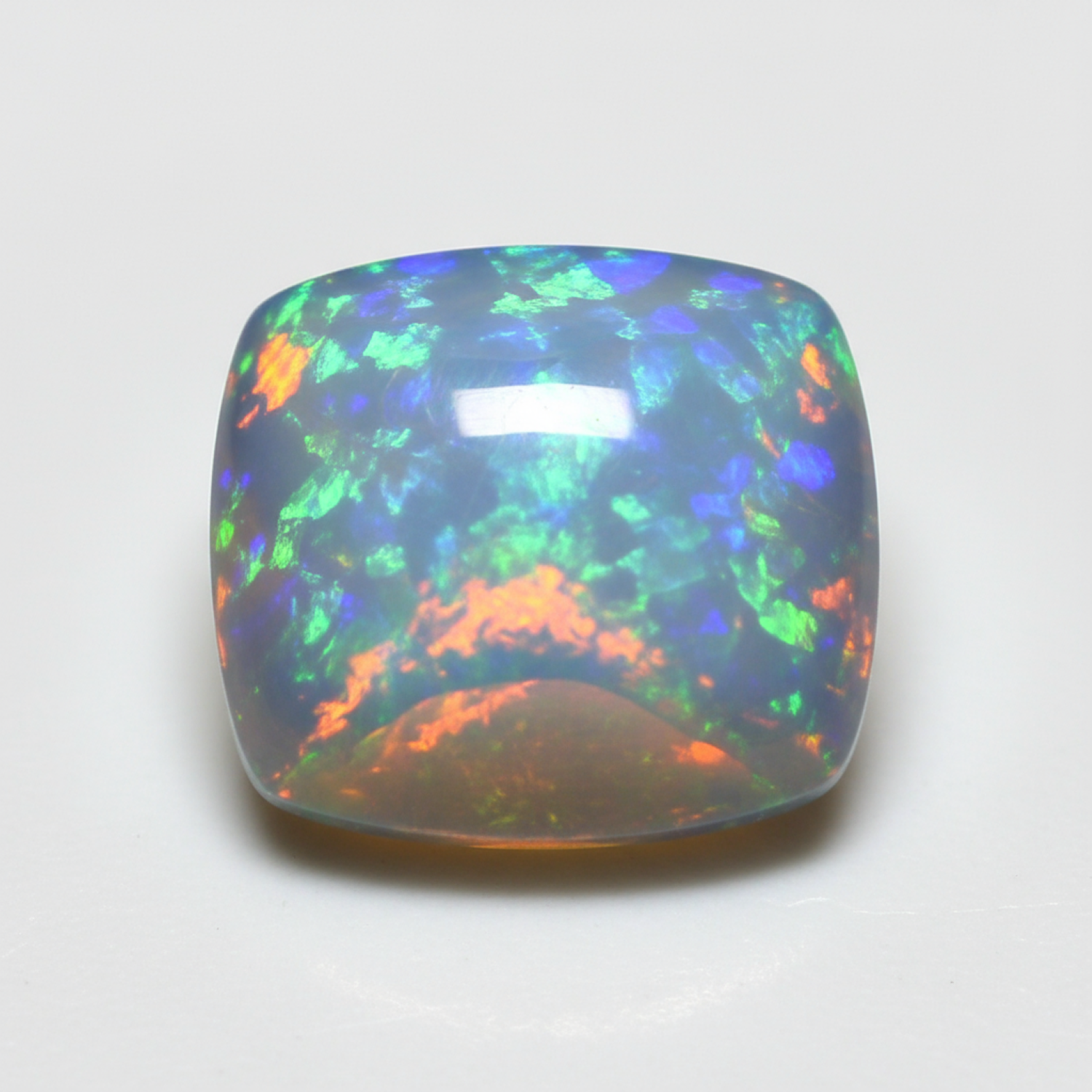 Created Opal 1PC Large 10x10 MM Cushion Cabochon White Shine semi Precious Loose Gemstones Huvudsaklig produktbild