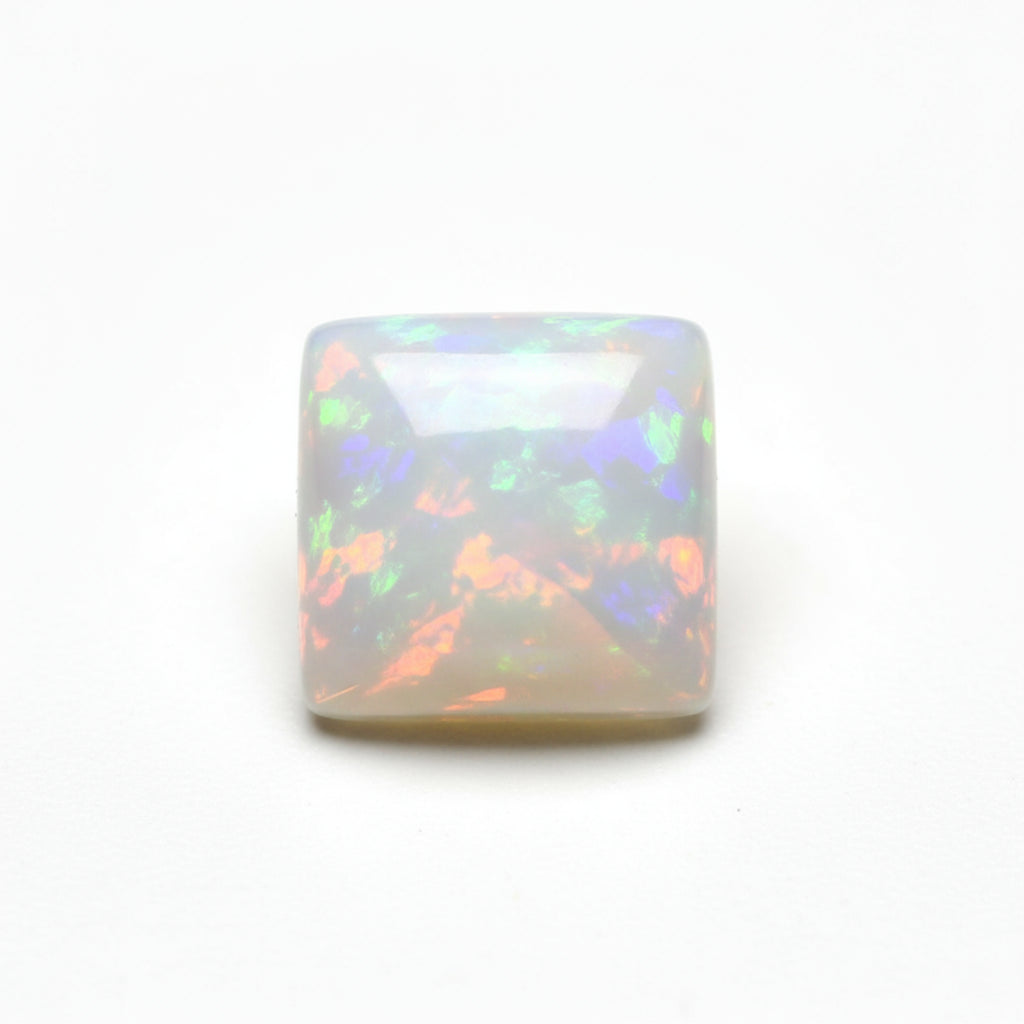 Created Opal 1PC Large 11x11 MM Cushion Cabochon White Fine semi Precious Semi Precious Gemstone