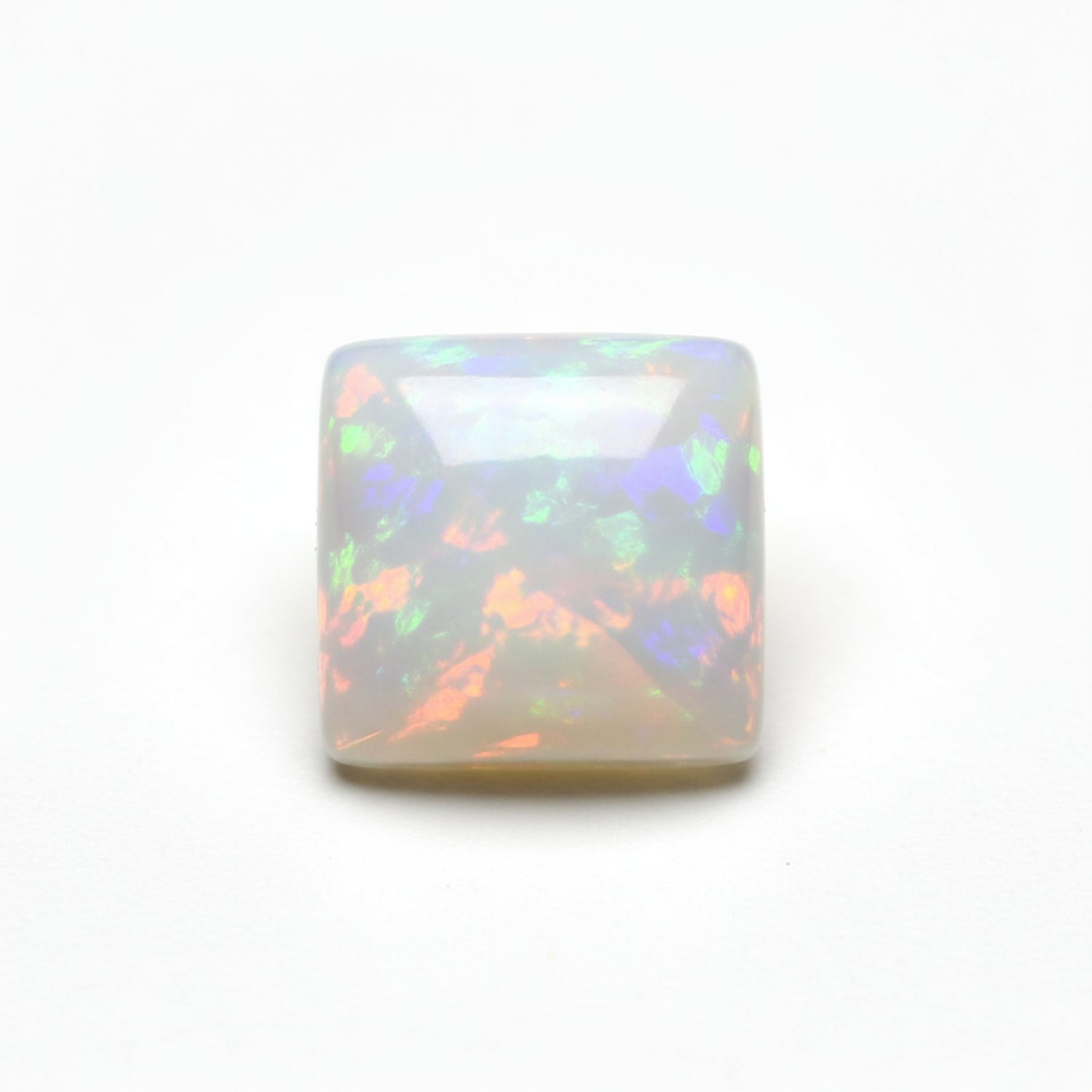 Created Opal 1PC Large 11x11 MM Cushion Cabochon White Fine semi Precious Semi Precious Gemstone