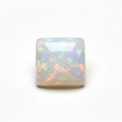 Created Opal 1PC Large 11x11 MM Cushion Cabochon White Fine semi Precious Semi Precious Gemstone
