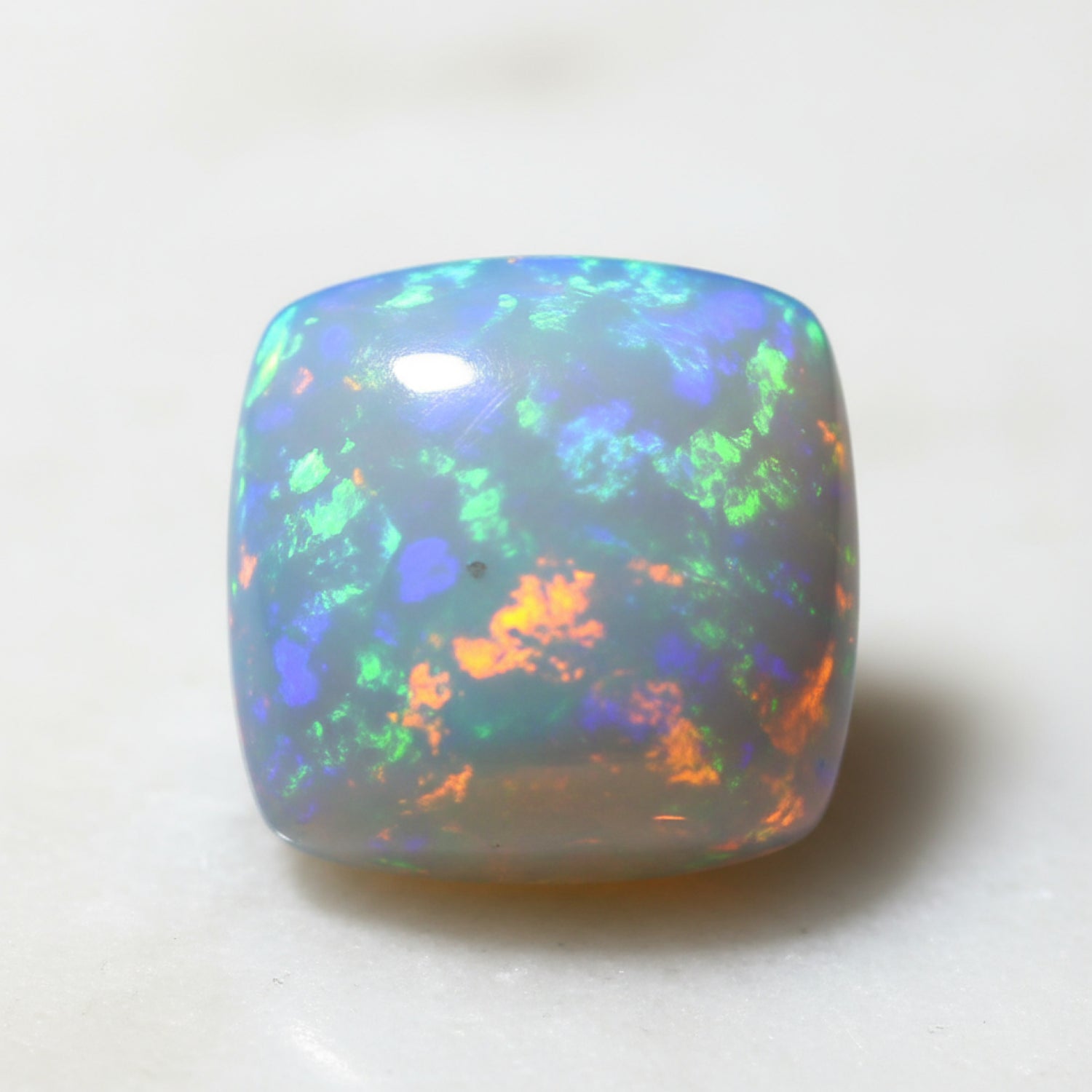 Created Opal 1PC Tiny 6x6 MM Cushion Cabochon White Polished semi Precious Precious Gemstone