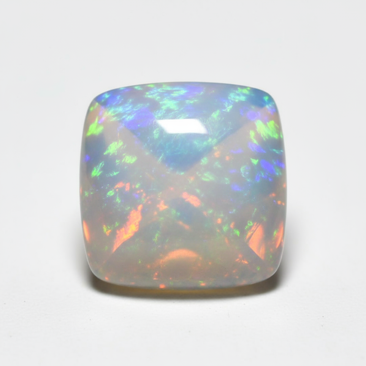 Created Opal 1PC Small 7x7 MM Cushion Cabochon White Splendid semi Precious Gems Immagine principale del prodotto