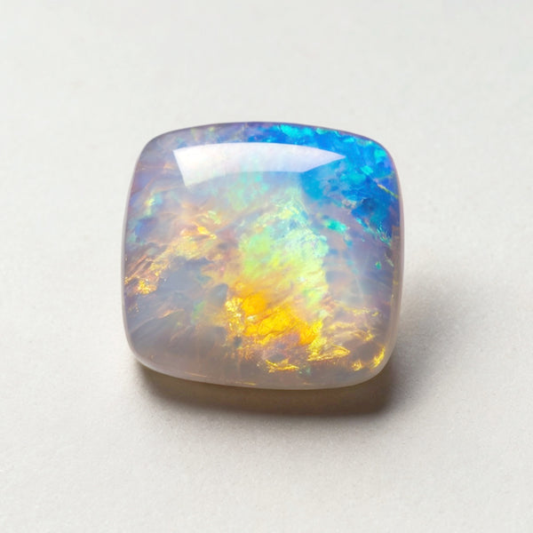Created Opal 1PC Small 8x8 MM Cushion Cabochon White Luster semi Precious Loose Gems