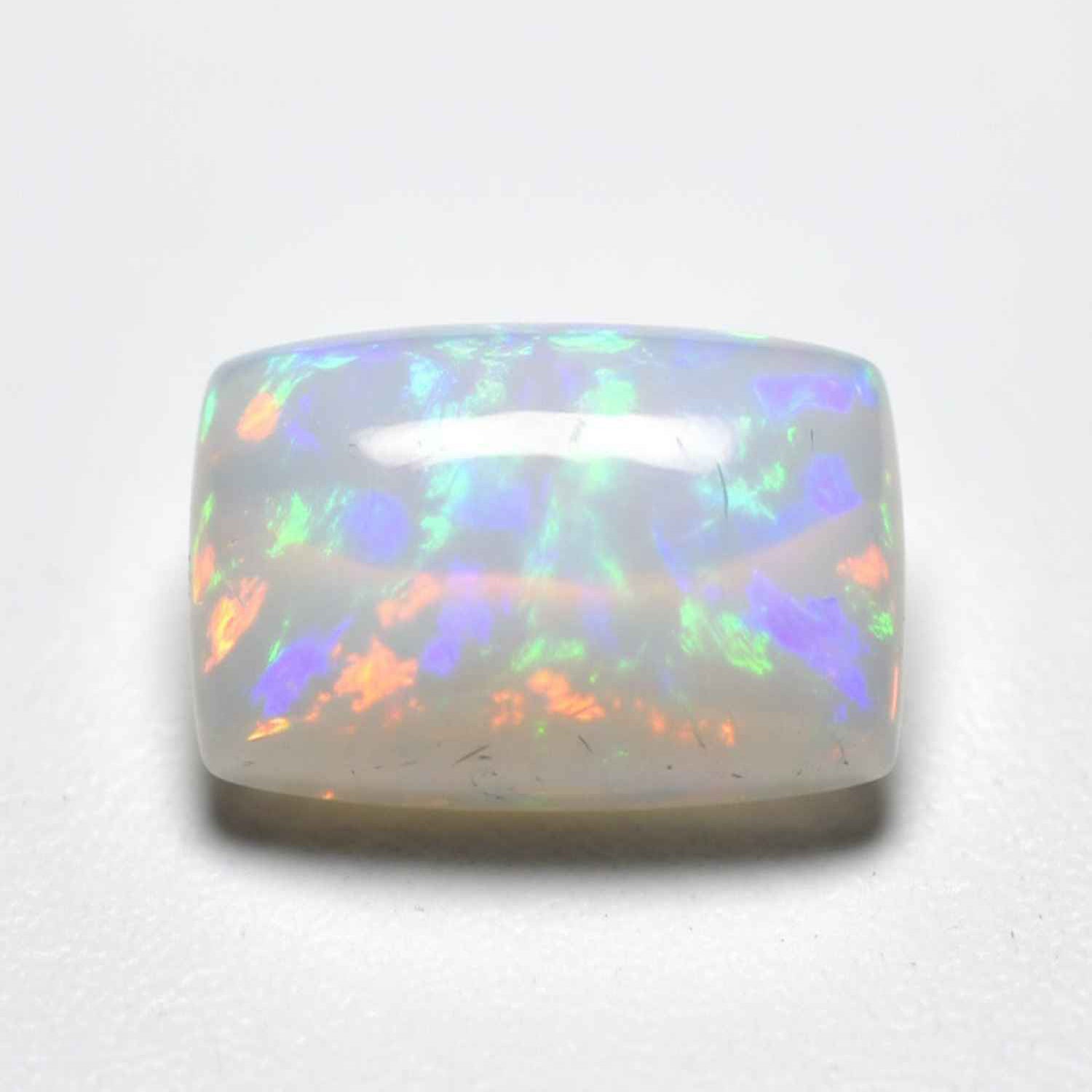 Created Opal 1PC Small 6x8 MM Emerald Cabochon White Lustrous semi Precious Loose Gemstone Immagine principale del prodotto