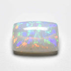 Created Opal 1PC Small 6x8 MM Emerald Cabochon White Lustrous semi Precious Loose Gemstone