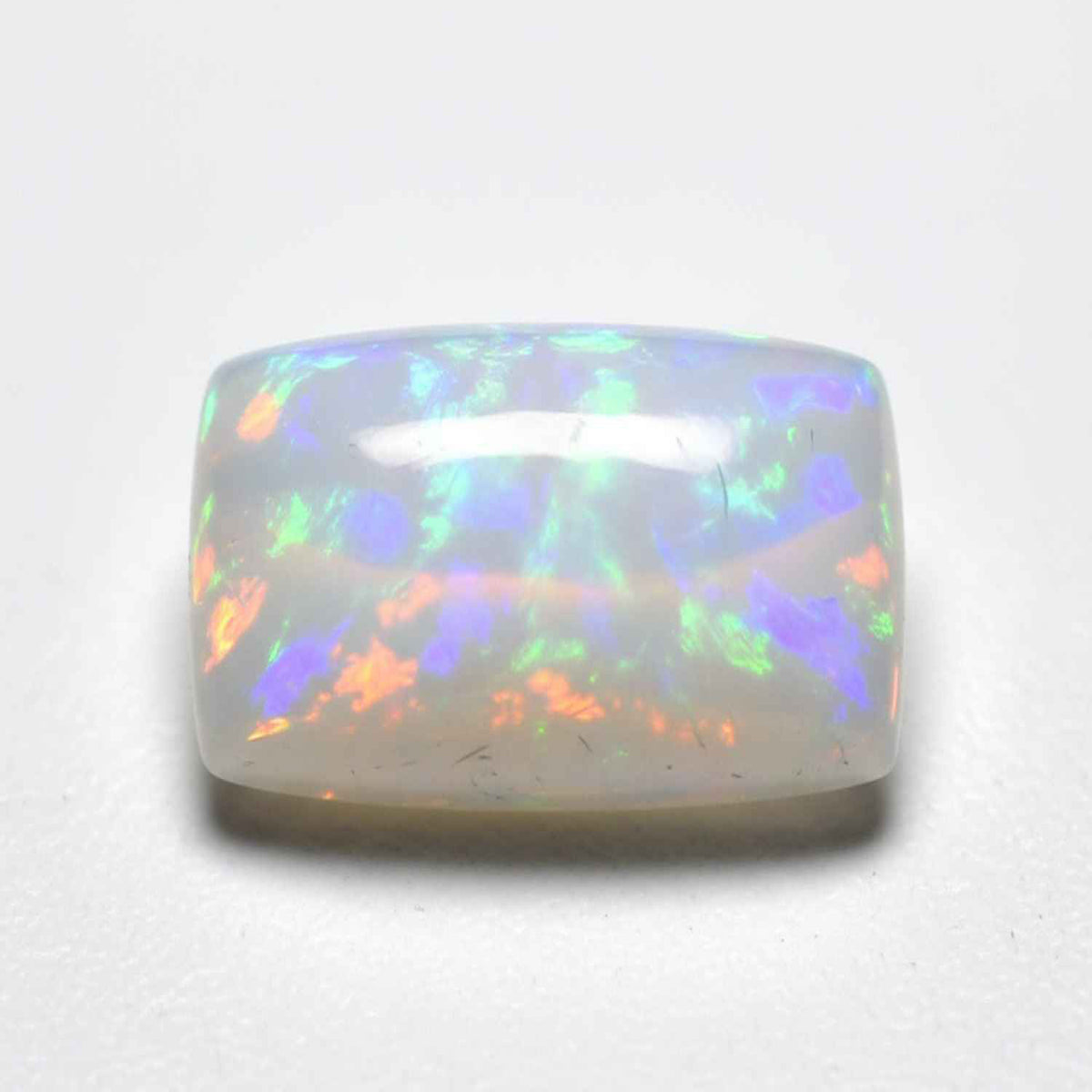 1 Stück Opal, klein, 6 x 8 mm, Smaragd-Cabochon, weiß, glänzend, Halbedelstein, loser Edelstein