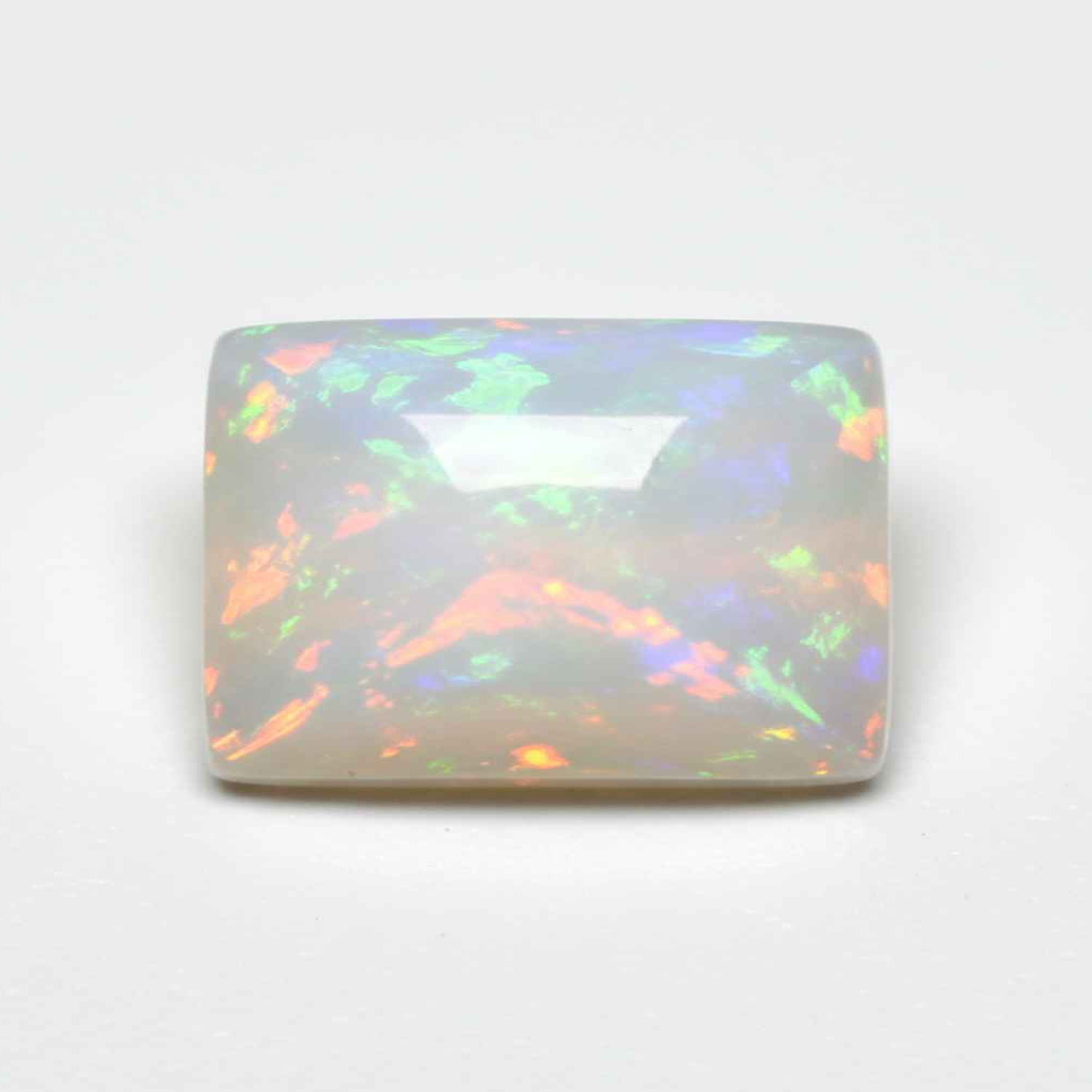 1 Stück Opal, klein, 6 x 8 mm, Smaragd-Cabochon, weiß, glänzend, Halbedelstein, loser Edelstein