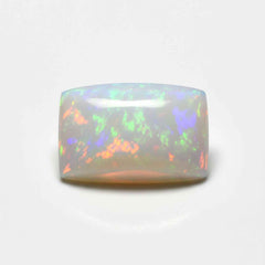Created Opal 1PC Small 7x9 MM Emerald Cabochon White Fine semi Precious Semi Precious Gemstone