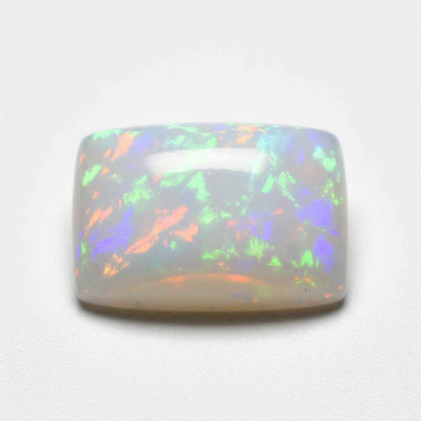 Created Opal 1PC Small 7x9 MM Emerald Cabochon White Fine semi Precious Semi Precious Gemstone