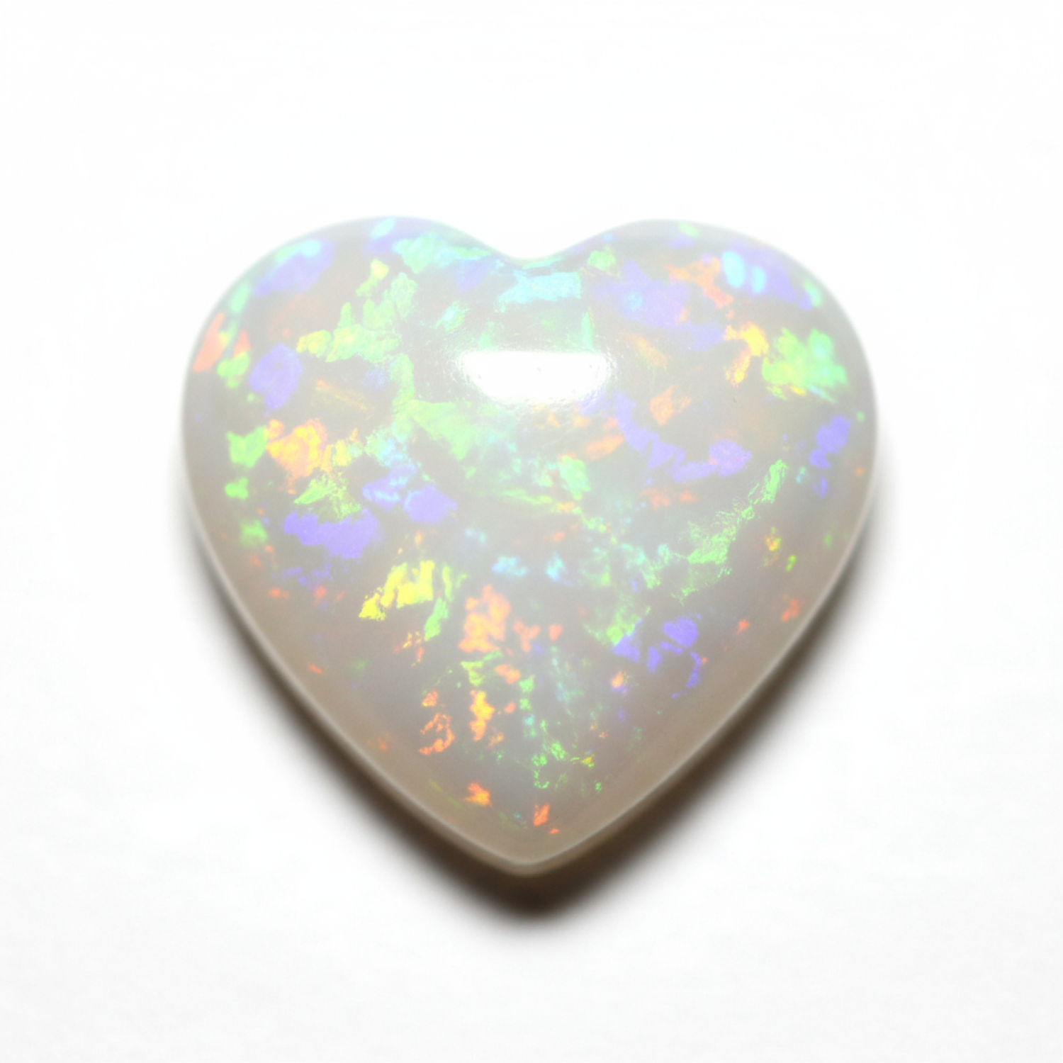 Created Opal 1PC Large 11x11 MM Heart Cabochon White Polished semi Precious Precious Gemstone Immagine principale del prodotto