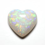 Created Opal 1PC Large 11x11 MM Heart Cabochon White Polished semi Precious Precious Gemstone