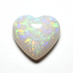Created Opal 1PC Large 11x11 MM Heart Cabochon White Polished semi Precious Precious Gemstone