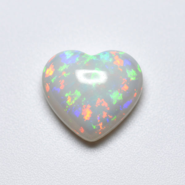 Created Opal 1PC Large 11x11 MM Heart Cabochon White Polished semi Precious Precious Gemstone