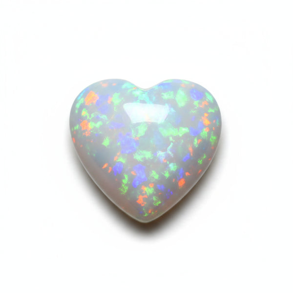 Created Opal 10PC Tiny 4x4 MM Heart Cabochon White Natural semi Precious Semi Precious Gemstone