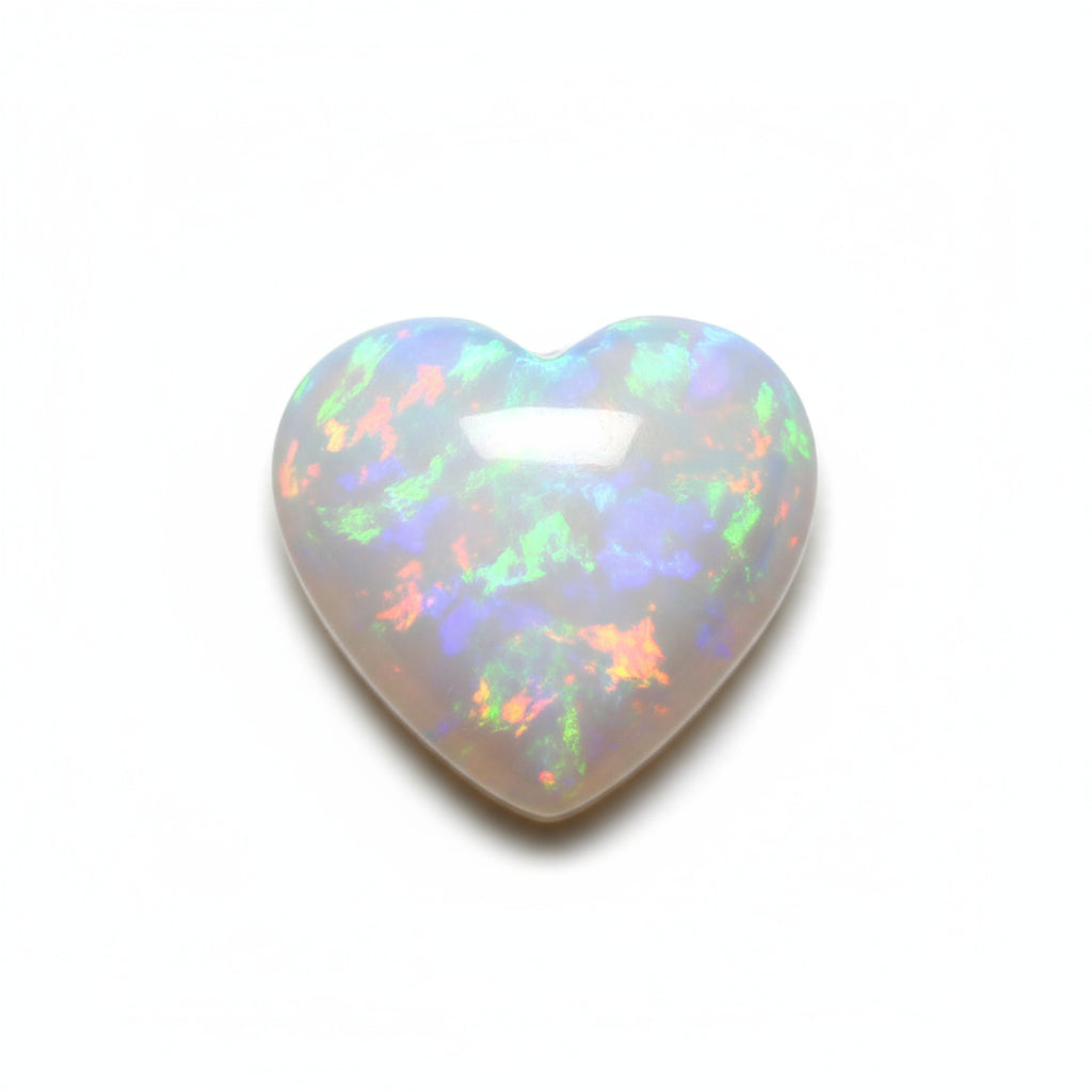 Created Opal 10PC Tiny 5x5 MM Heart Cabochon White Genuine semi Precious Precious Gemstone