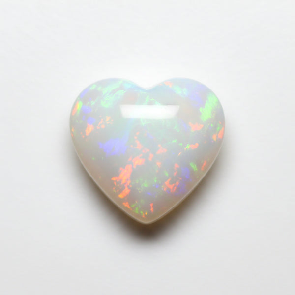 Created Opal 1PC Tiny 6x6 MM Heart Cabochon White Superior semi Precious Gems