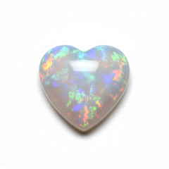 Created Opal 1PC Tiny 6x6 MM Heart Cabochon White Superior semi Precious Gems