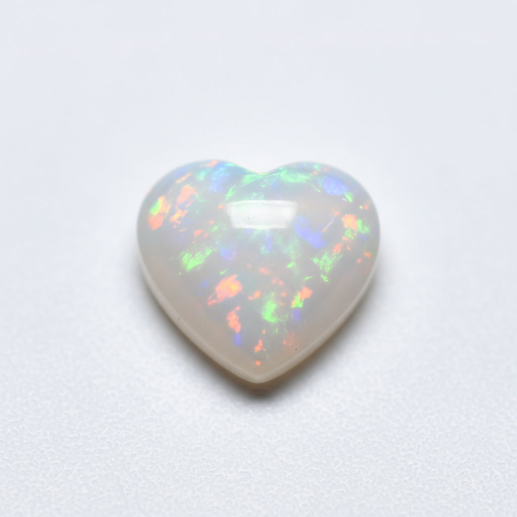 Created Opal 1PC Small 7x7 MM Heart Cabochon White Pure semi Precious Loose Gems