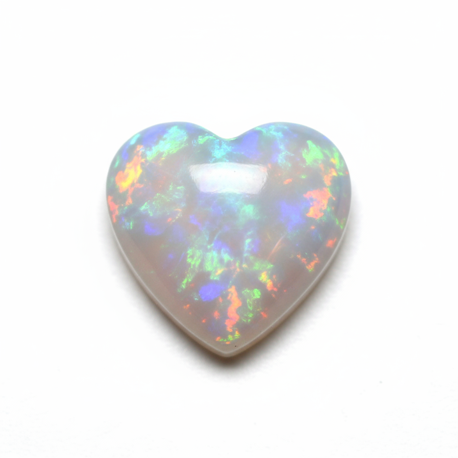 Created Opal 1PC Small 8x8 MM Heart Cabochon White Fiery semi Precious Loose Gemstone Imagen principal del producto