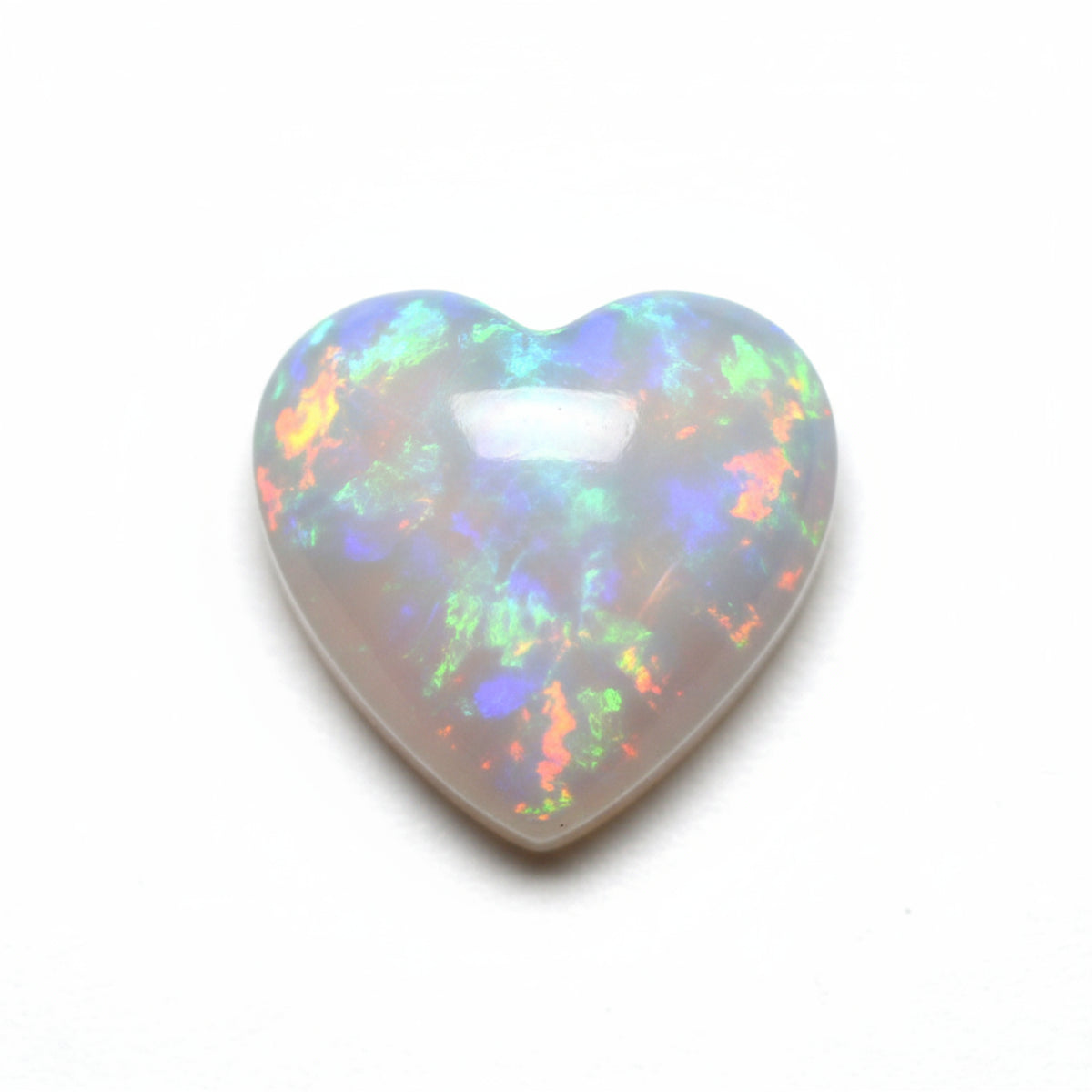 Created Opal 1PC Small 8x8 MM Heart Cabochon White Fiery semi Precious Loose Gemstone