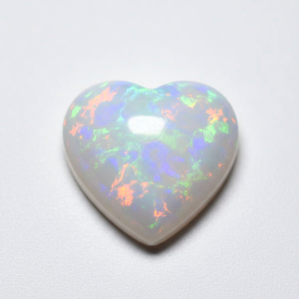 Created Opal 1PC Medium 9x9 MM Heart Cabochon White Brilliant semi Precious Loose Gemstones