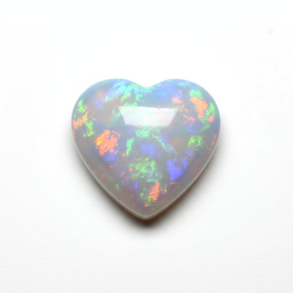 Created Opal 1PC Medium 9x9 MM Heart Cabochon White Brilliant semi Precious Loose Gemstones