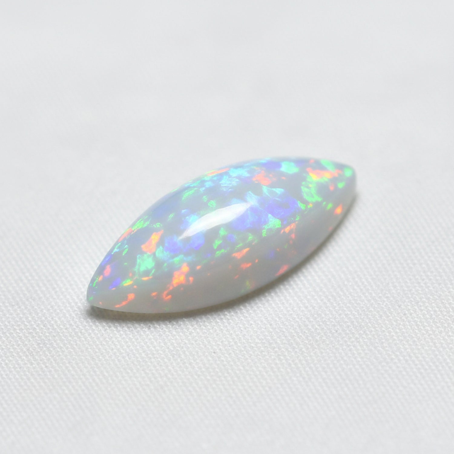 Created Opal 1PC Small 5x10 MM Marquise  Cabochon White Polished semi Precious Loose Gemstones