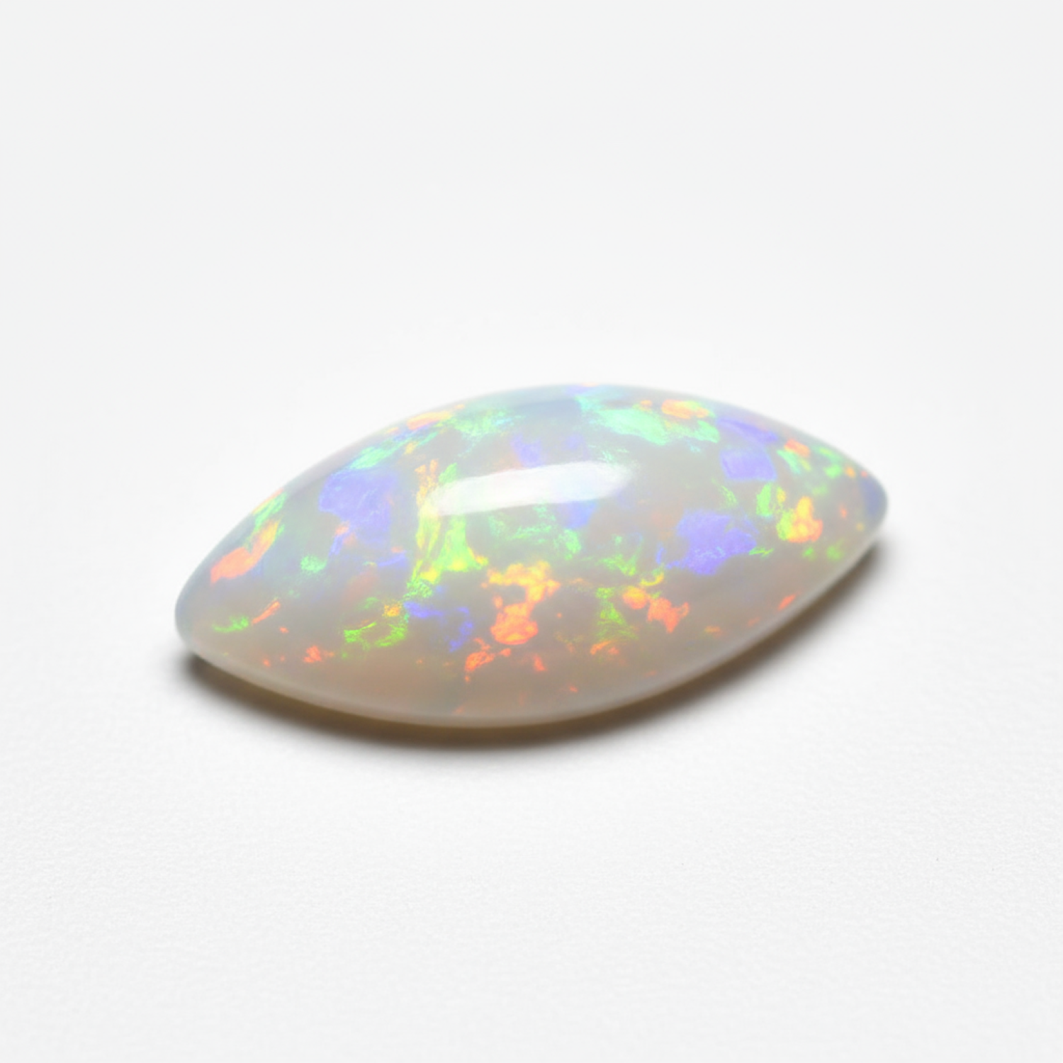 Created Opal 1PC Small 5x10 MM Marquise  Cabochon White Polished semi Precious Loose Gemstones Sekundär produktbild
