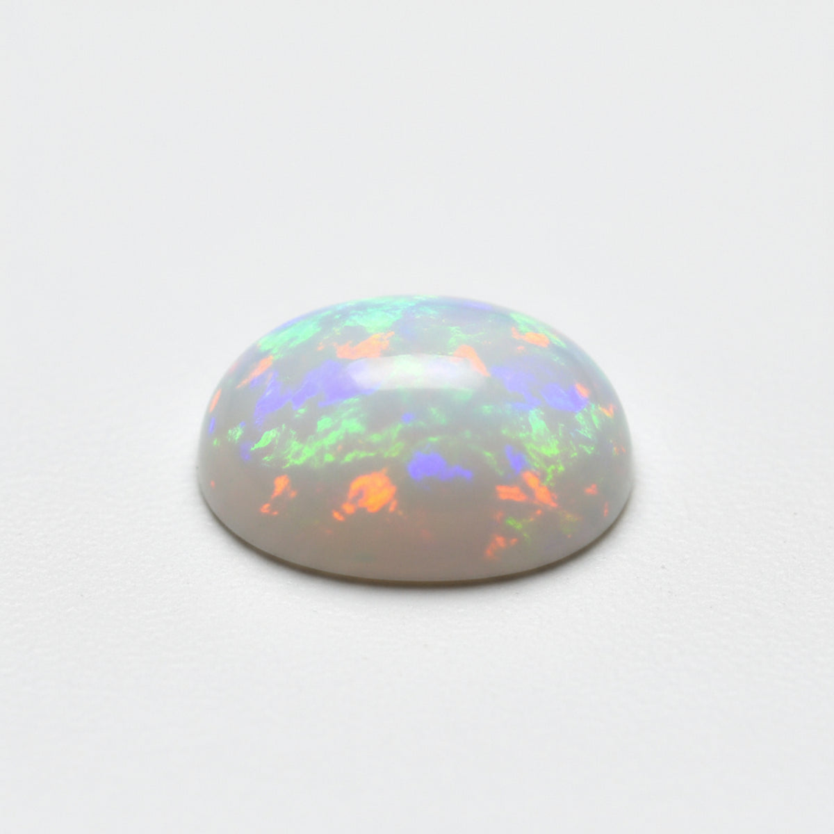 Created Opal 1PC Small 6x8 MM Oval Cabochon White Genuine semi Precious Precious Gemstone