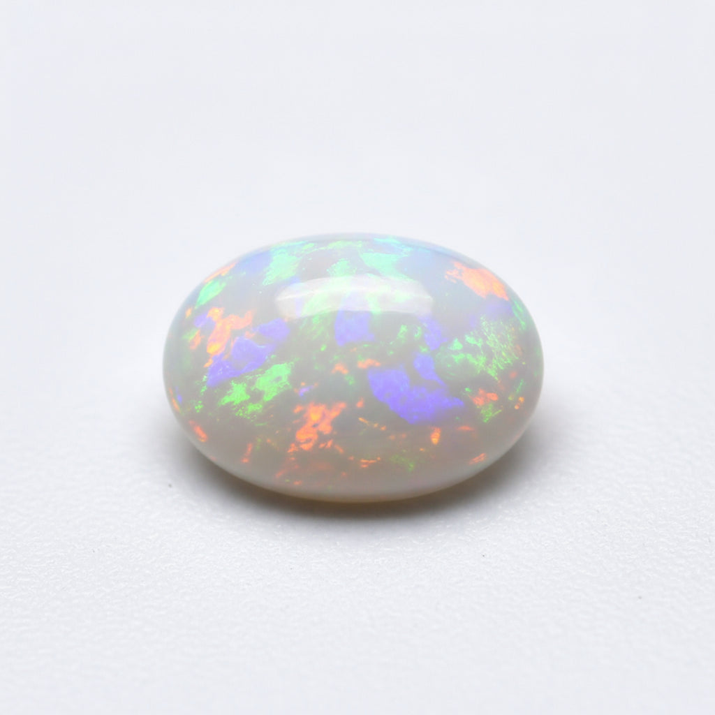 Created Opal 1PC Small 6x8 MM Oval Cabochon White Genuine semi Precious Precious Gemstone