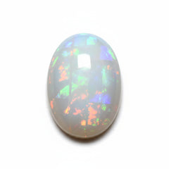 Created Opal 1PC Small 6x9 MM Oval Cabochon White Superior semi Precious Gems