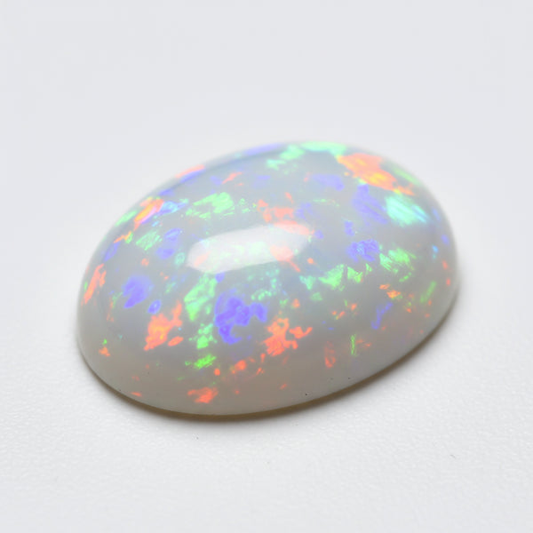Created Opal 1PC Medium 7x10 MM Oval Cabochon White Fiery semi Precious Loose Gemstone