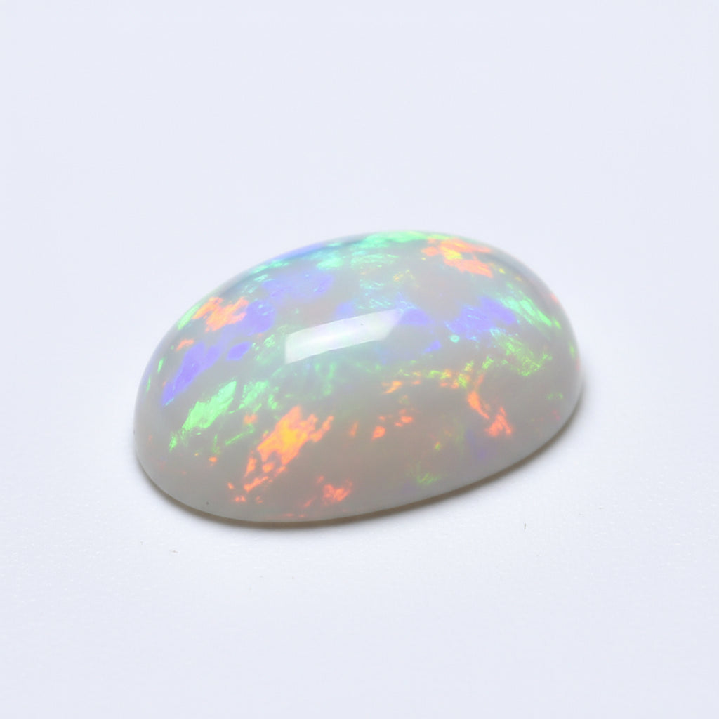 1 Stück Opal, klein, 7 x 9 mm, oval, Cabochon, weiß, reine Halbedelsteine, lose Edelsteine