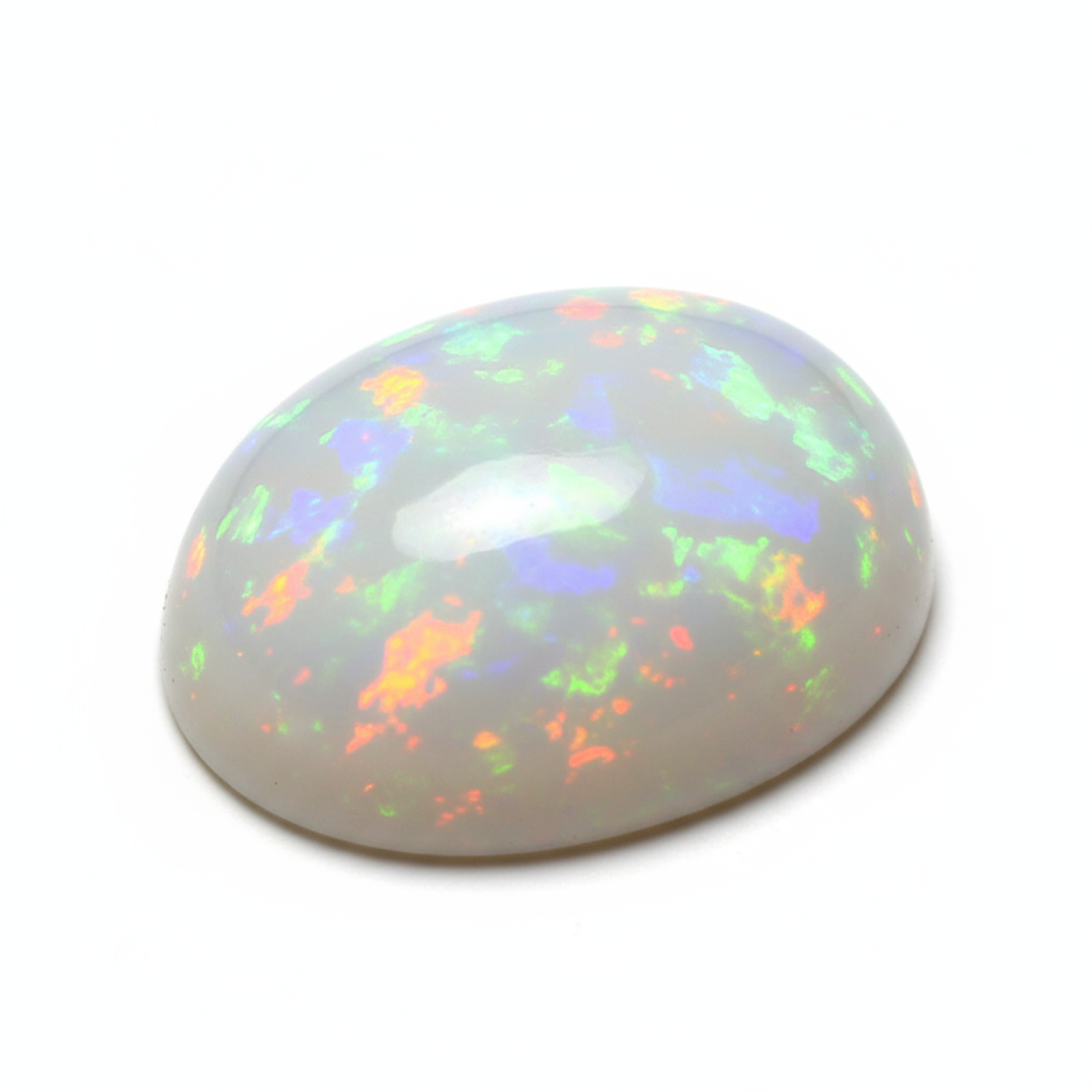Created Opal 1PC Large 8x12 MM Oval Cabochon White Polished semi Precious Precious Gemstone Huvudsaklig produktbild