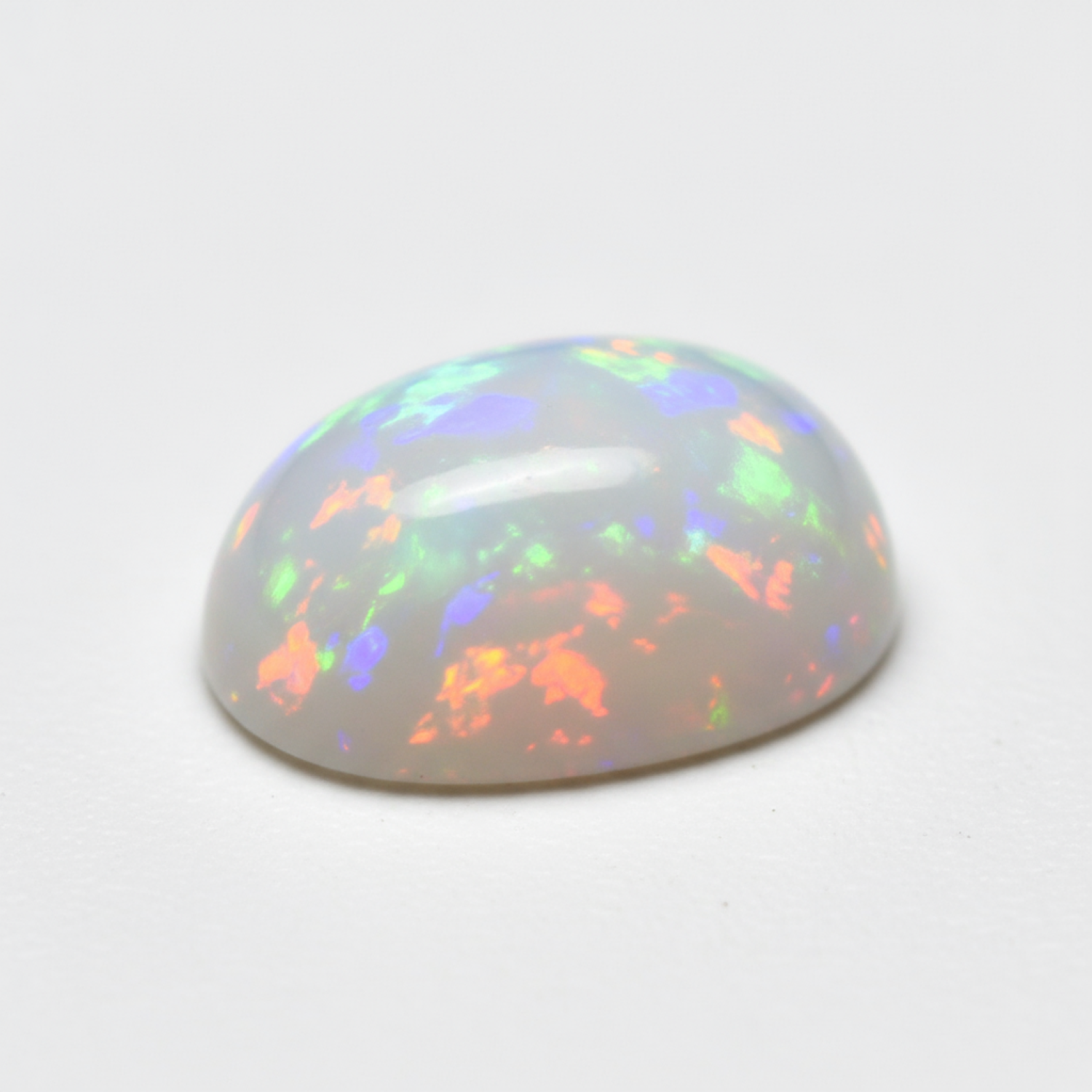 Created Opal 1PC Large 8x12 MM Oval Cabochon White Polished semi Precious Precious Gemstone Sekundär produktbild